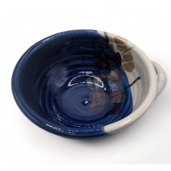 Kent Follette Studio Art Pottery Bowl one handle  Blue Cream Pink Signed - Picture 7 of 12